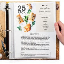 Heavy Duty Crystal Clear Sheet Protectors 8.5x11 for Recipe Binder 25 Pack
