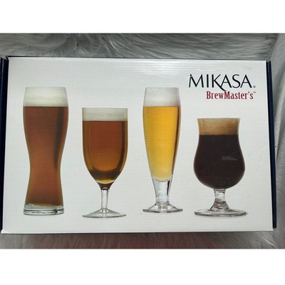 Mikasa BrewMasters Beer Glasses Set of 4 Assorted Styles Crystal#337