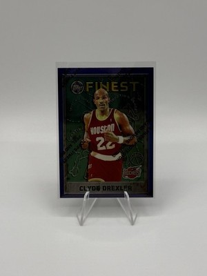 Clyde Drexler 1995-96 Topps Finest Refractor w/ Coating Houston Rockets #75