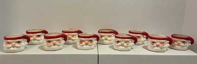 VINTAGE HOLT HOWARD WINKING SANTA MUGS MINIATURE JAPAN MUG 1 1/2  RARE SET OF 10