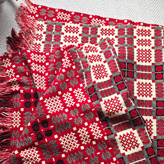 Authentic Welsh Wool Fringed Blanket200x200 Approx Used