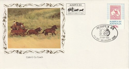 Australia 1984: AUSIPEC 84 Codd & Co Coach First Day Cover. Used