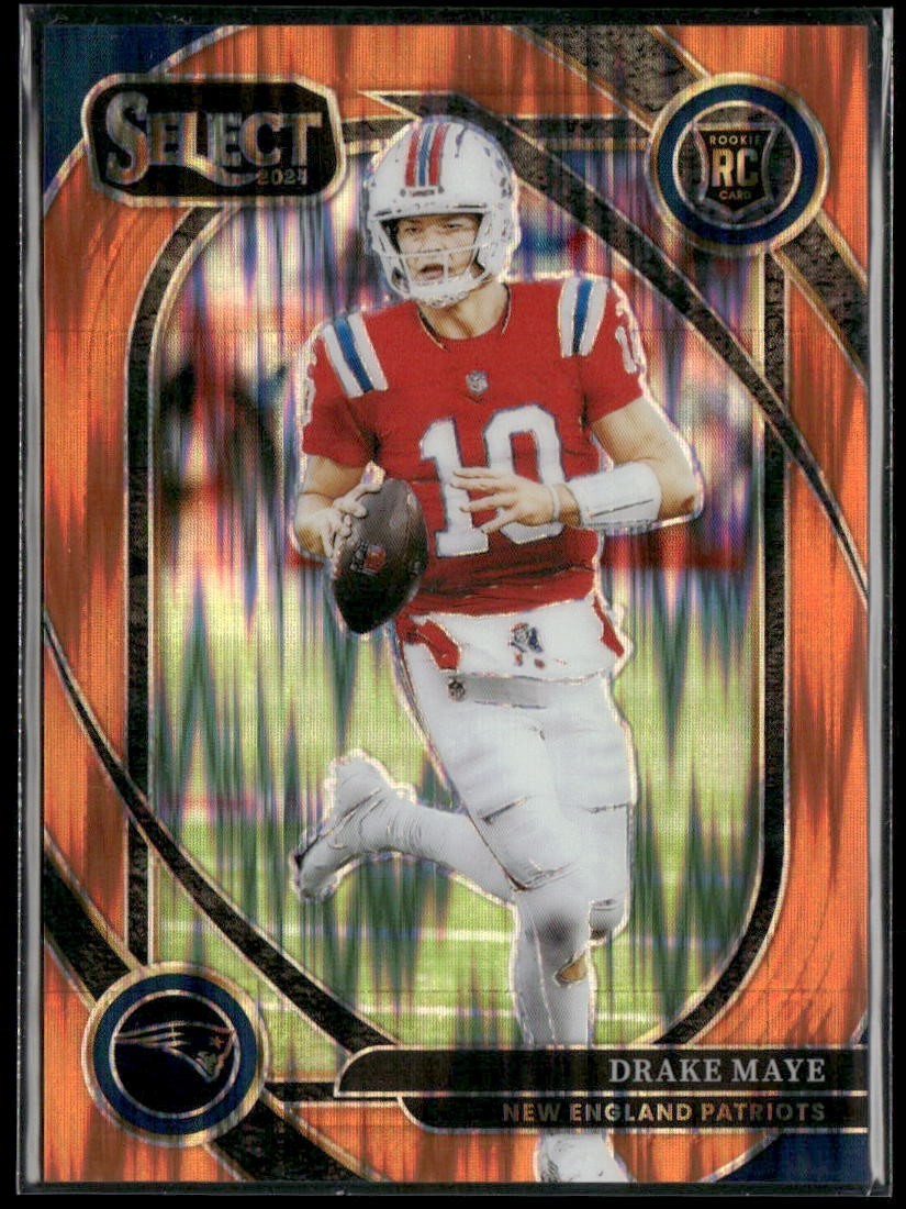 2024 Panini Select - Club Level Drake Maye RC #218 Orange Shock Prizm /399