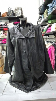 Jacke Mantel Damen Leder schwarz Gr. XL/XXL AN1220