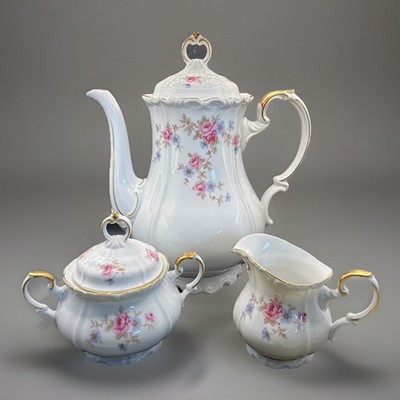 Vtg Edelstein Bavaria Maria-theresia Florence Fine China Tea Pot creamer & Sugar