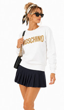 Moschino Couture! Milano Gold Logo Sweatshirt Premium Pullover Sweater New M