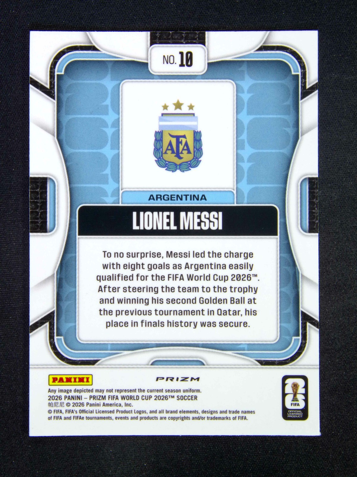 2026 Panini Prizm FIFA World Cup Lionel Messi #10 Argentina Wave view 2