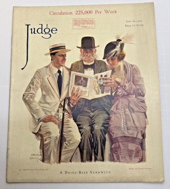 Antique Judge Magazine - June 1919, A Dried Beef Sandwich