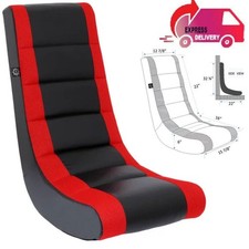 Video Computer Rocker Gaming Chair Faux Leather Mesh Racing Desk Chair Black/Red