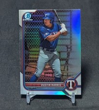 Dustin Harris Chrome Refractor Rookie RC 2022 Bowman Draft Card #BDC-41 Rangers