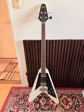 Used Burny / Fernandes Flying V Bass White Great Condition W/OGB
