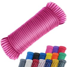 100 FT 1/4 Inch Pink Polyester Rope Poly Strong Utility Cord Camping Crafts