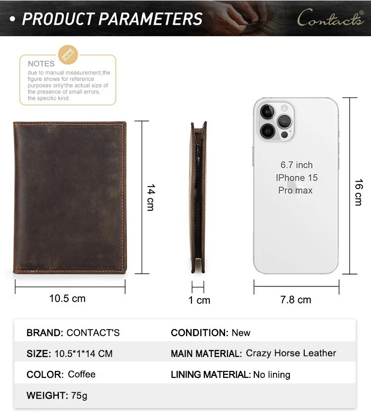 Secure RFID Blocking Passport Wallet Genuine Leather AirTag Holder Card Pockets - Image 3 of 4