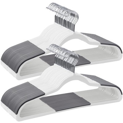 Pack of 60 Clothes Hangers Space-Saving Plastic Non-Slip 360° Swivel Silver Hook