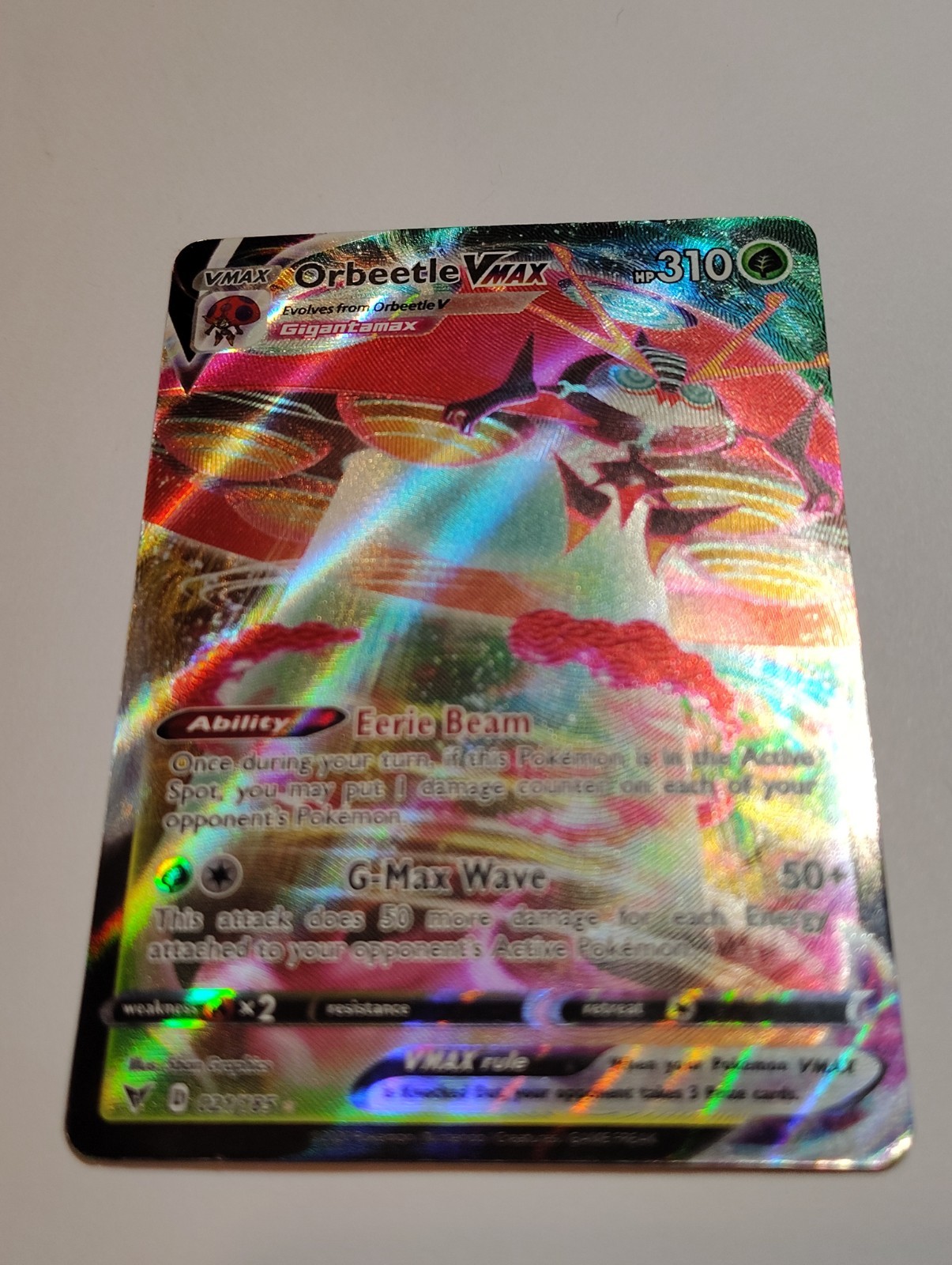 Orbeetle VMAX 021/185 Holo VMAX Rare Vivid Voltage Pokemon 