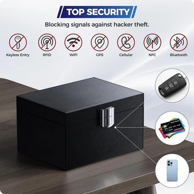 Bloqueador de señal de llave Rfid Faraday caja antirrobo con 2 llaveros bolsa llaves de coche