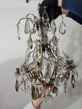 Lustre ancien en laiton et cristal 70 x 42 cm