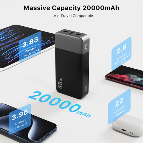 Power Bank 20000mAh Fast Charger 45W External Battery Battery For Mobile Phone - Picture 3 of 8