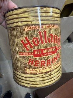 Holland Herring All Milkers Milwaukee Wisconsin 1 Gallon Can Tin Olsen Fish Co