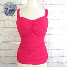 PROFILE by GOTTEX Tankini Top Size 36D Underwire Ruched Pink Retail 98