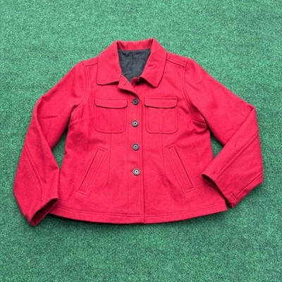 PBX Basics Red Wool Blend Button Front Utility Jacket Women's Size L