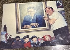 Three Stooges - Moe Howard Candid Photo At Home W/ Rare Unseen 3 Stooges Dolls !
