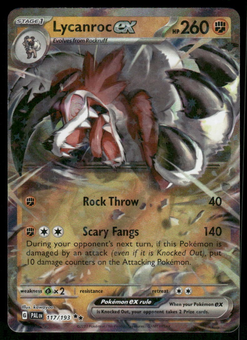 Lycanroc ex 117/193 Double Rare Holo NM Pokemon SV02: Paldea Evolved