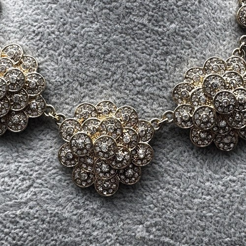 Kate Spade Gold Floral Statement Necklace | Crystal Cluster Flowers | Bold Glam - Picture 5 of 11