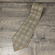 Vintage Brooks Brothers Makers Silk Tie Geometric Medallions Made In USA