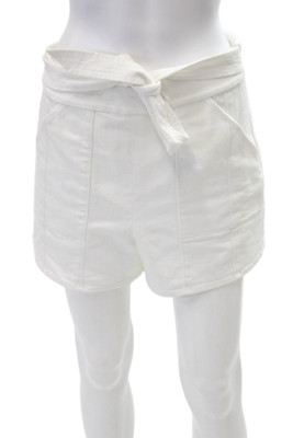 Cinq à Sept Women's Zip Closure Belted Pocket Dress Shorts White Size 8