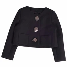 Gucci Jacket Collarless Wool Gabardine Outerwear Women's 38 (M Used MOLO-0