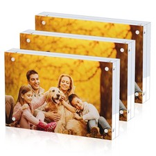 3 Pack Acrylic Picture Frames 5x7, 20 thicker Free Standing Desktop Display,S...