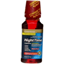 3 Pack GoodSense Acetaminophen Nighttime Cold & Flu Relief Liquid, Cherry, 8 ...