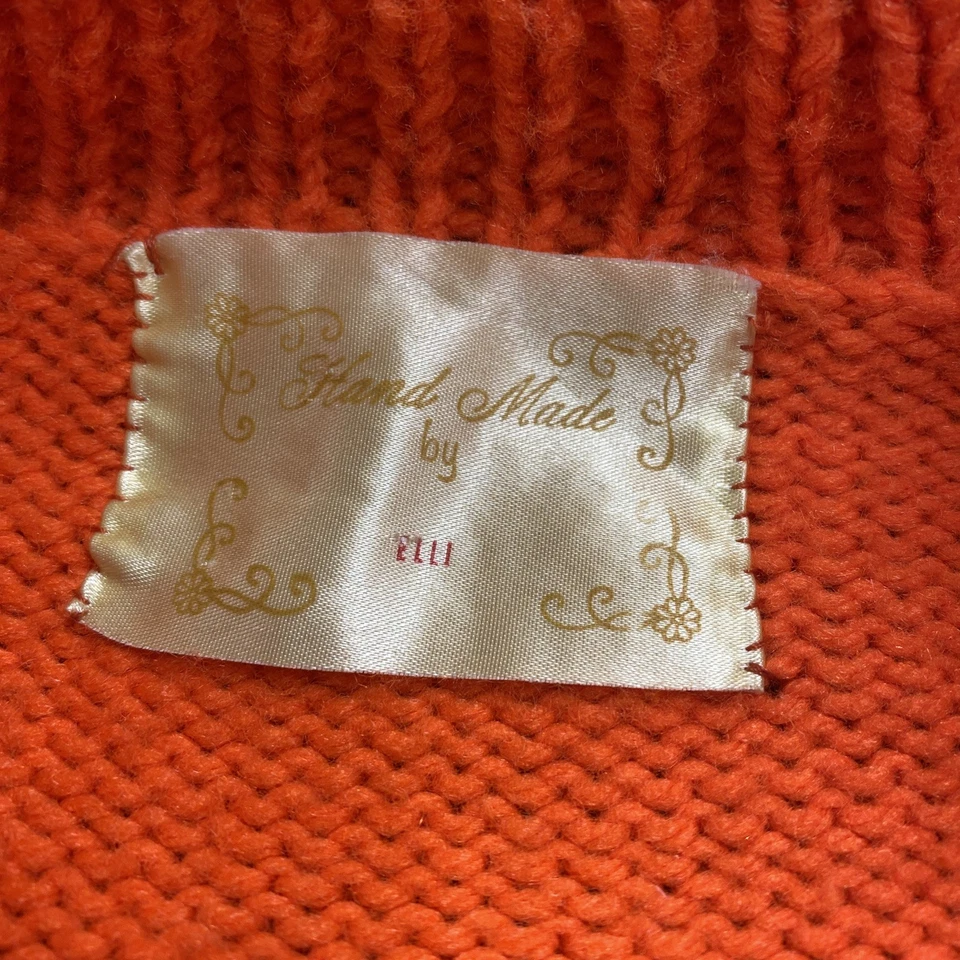 Vintage 50S Cowichan Sweater Mens M Orange 60S Full Zip Heavy Knit Bird Hunting - Image 4 of 4