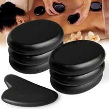 7 Pieces Hot Stones Massage Set - 6 Large Oval Massage Stones for Body Massag...