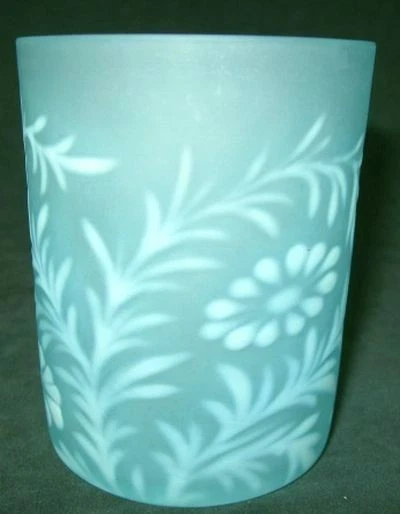 Northwood Pale Aqua Daisy and Fern Glass Tumbler - image 3 of 4