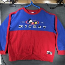 VTG Disney Store Mickey Mouse Sweatshirt Adult XL Blue Red Embroidered Heavy