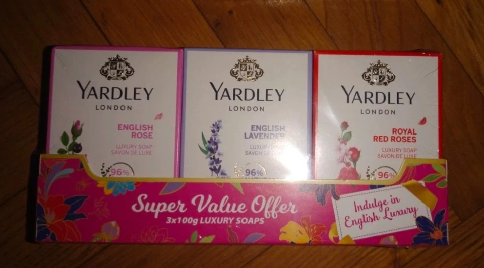 Pack 3 savons yardley luxury soap rose anglaise, rose rouge royal et lavande - Photo 1/1
