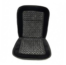 Natural Wood Beaded Car Seat Cover with Plush Velvet Trim   Massaging Cooling