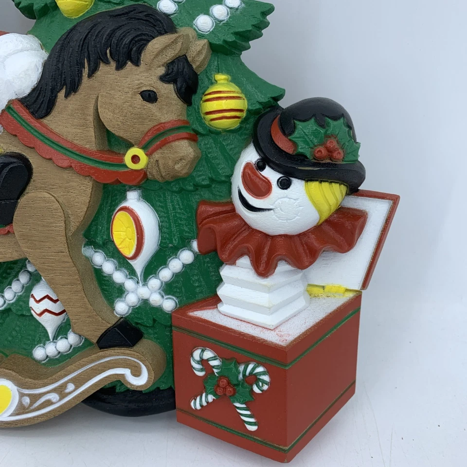 Vtg Burwood Products 3123 Wall Decor Christmas Tree Santa Claus Rocking Horse - Image 3 of 4