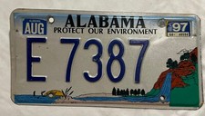 LICENSE PLATE S     ALABAMA  WATERFALL  E 7387 1997