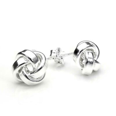 Schwere 925 Sterlingsilber 10 mm massiver Knoten Ohrstecker/Nieten/Groß