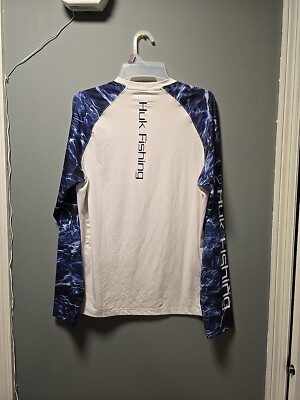 Chemise De Pêche Hulk Performance - Homme Taille S - Blanc Et Bleu - Manches Longues