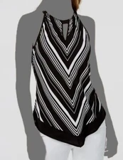 INC International Concepts Women's Black Pointed Hem Halter Blouse Top Size M