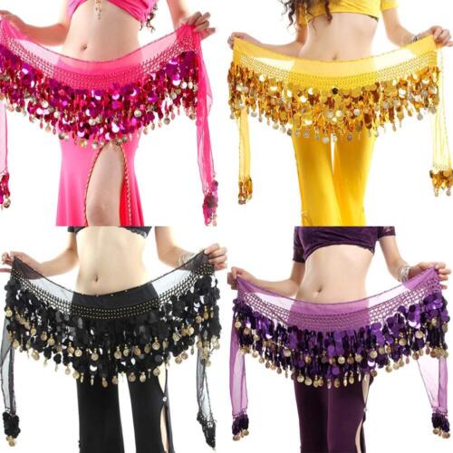 Belly Dance Hip Scarf Sweet Belly Dance Skirt Wrap Sequins Coins Costume - Picture 4 of 5