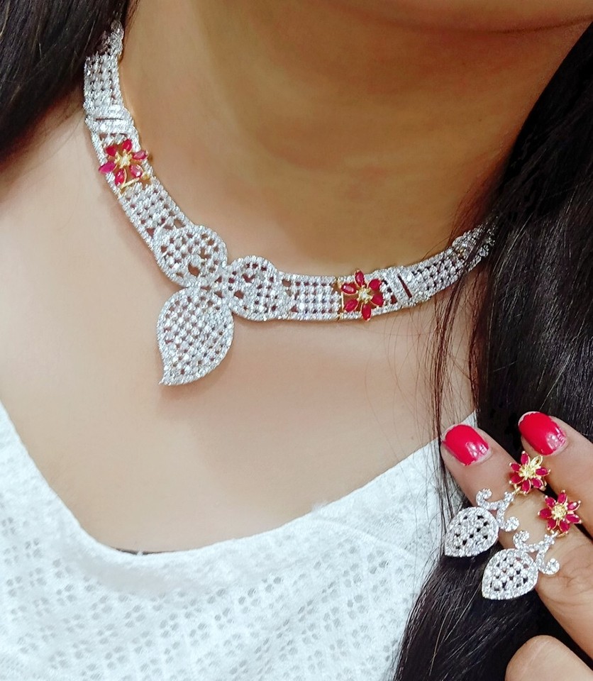 Indian Bollywood Jewelry Red Necklaces Gold Plated Earrings Wedding