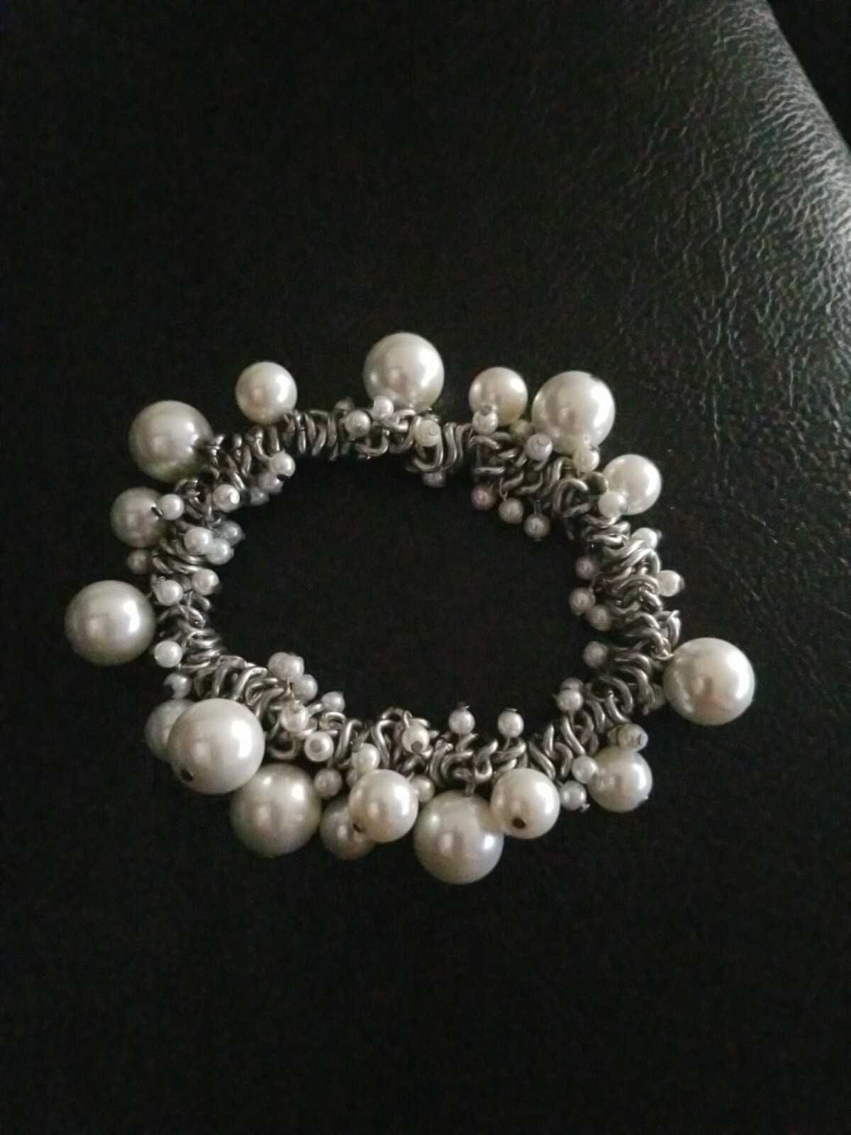 PEARL CLUSTER Women's BRACELET STATEMENT PIECE Si… - image 1