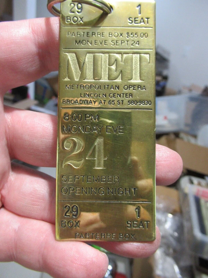 Vintage September 24, Metropolitan Opera House Opening Brass Ticket Fob, 1950's? - Image 2 of 4