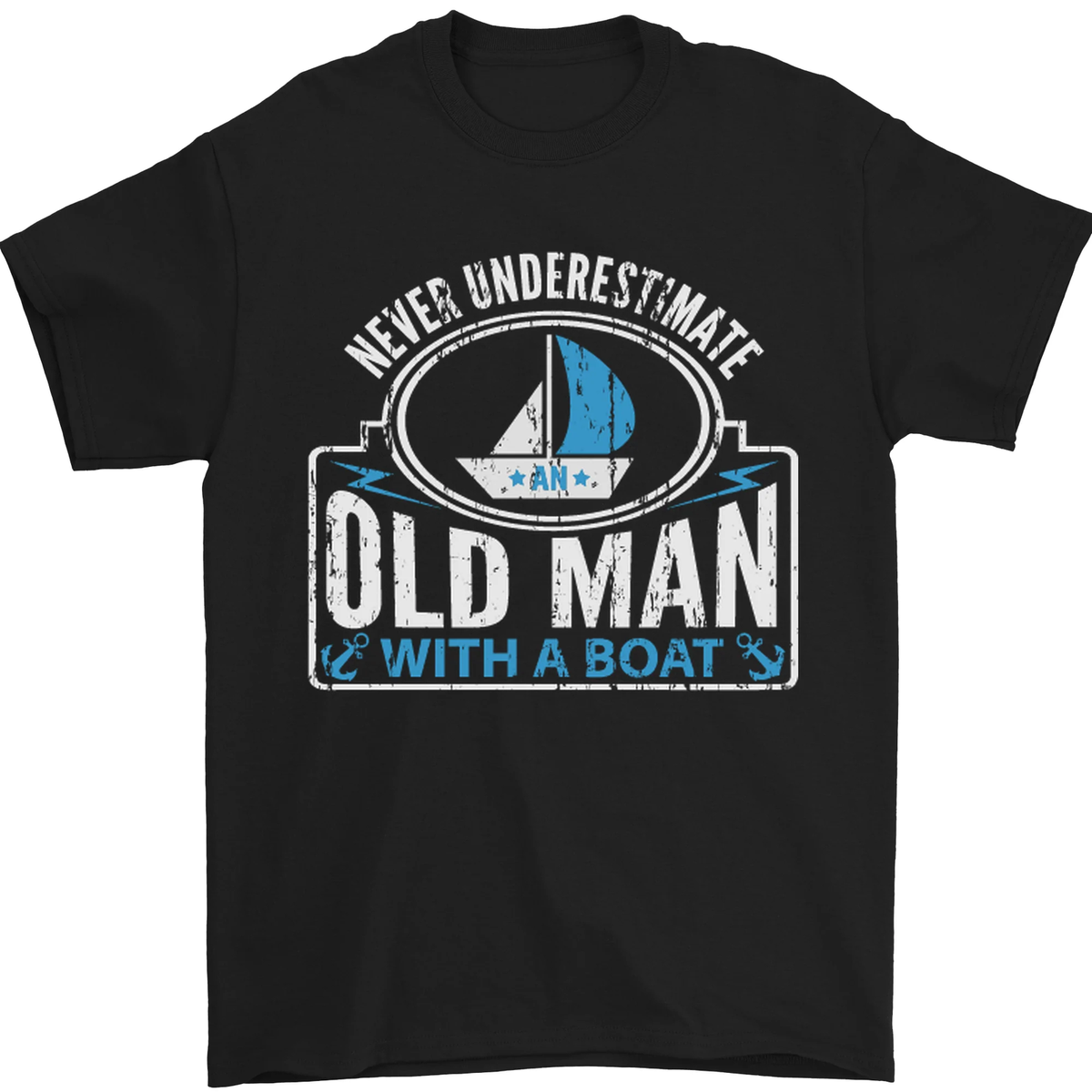 An Old Man With a Boat Sailor Sailing Funny Mens T-Shirt 100% Cotton