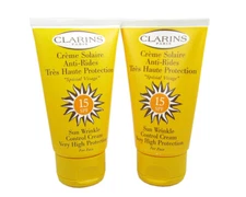(2) CLARINS Sun Wrinkle Control Cream SPF15 each 2.7 oz / 75 ml  *RARE